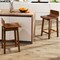 Set of 2 24.5" Swivel Wooden Bar Stools with Low Back and Rubberwood Legs